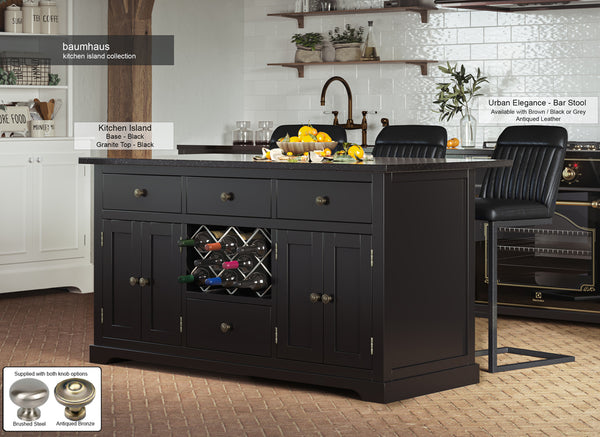 Black Kitchen Island With Black Granite Worktop