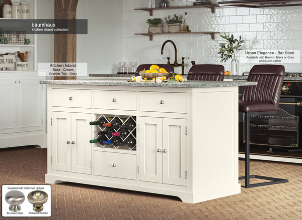 Cream Kitchen Island With Grey Granite Worktop