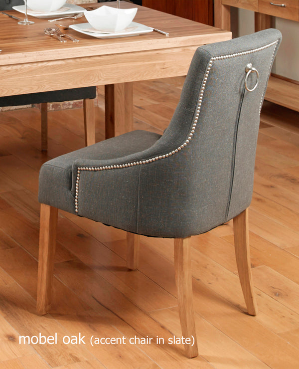 Oak Accent Upholstered Dining Chair - Slate (Pack Of Two)