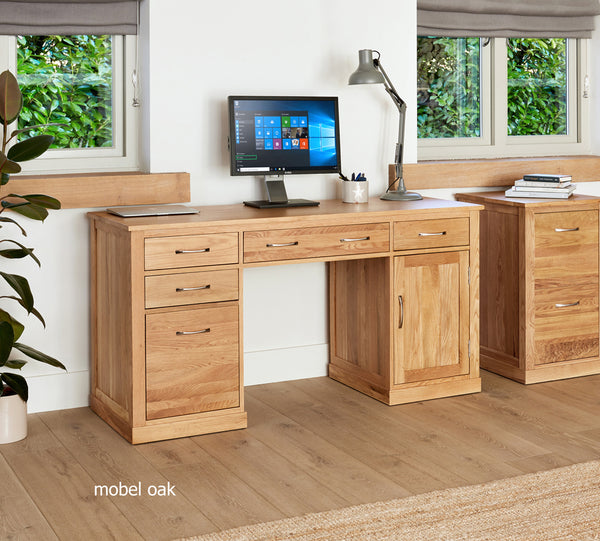 Mobel Oak Twin Pedestal Computer Desk