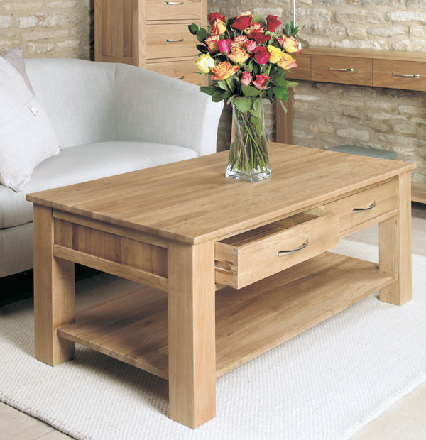 Mobel Oak Four Drawer Coffee Table