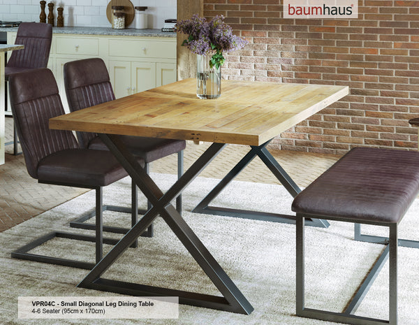 Urban Elegance - Reclaimed SMALL (Diagonal Leg / 95cm x 170cm top) 4-6 seater