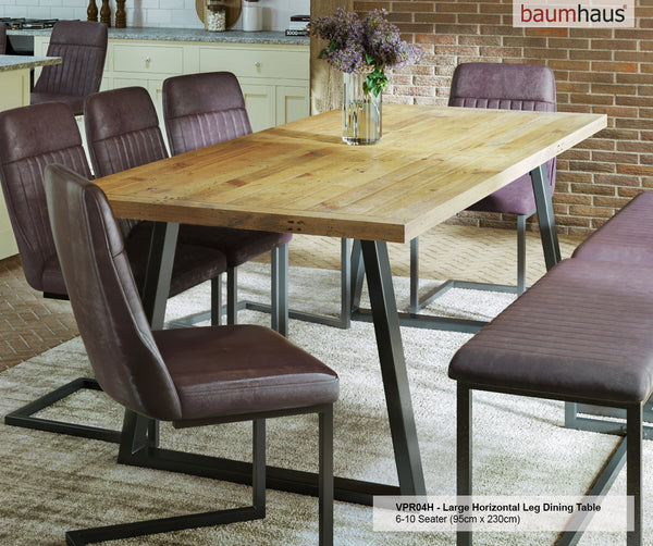 Urban Elegance - Reclaimed Table LARGE (Horizontal Leg / 95cm x 230cm top) 6-10 seater