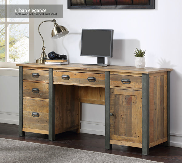 Urban Elegance - Reclaimed Twin Pedestal Home Office Desk