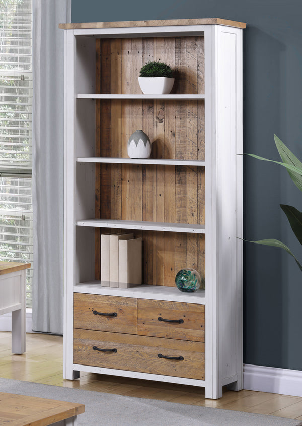 Splash of White - Large Open Bookcase with Drawers